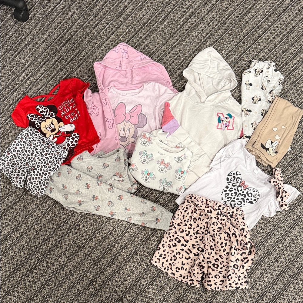 Disney Minnie Mouse Kids Apparel Set - Red, Pink, Gray